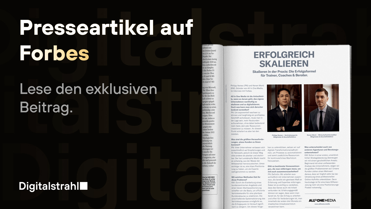 Presseartikel auf Forbes: Erfolgreich skalieren als Trainer, Coach & Berater
