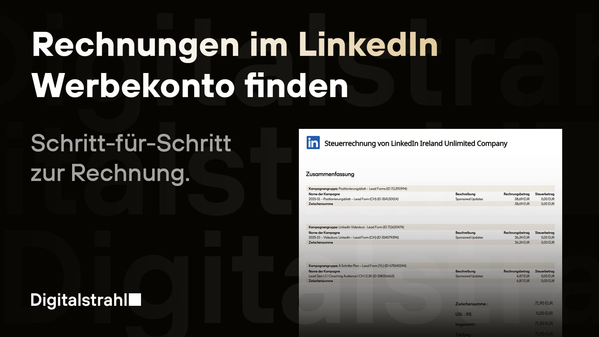 Wie finde ich die Rechnungen im LinkedIn Werbekonto?